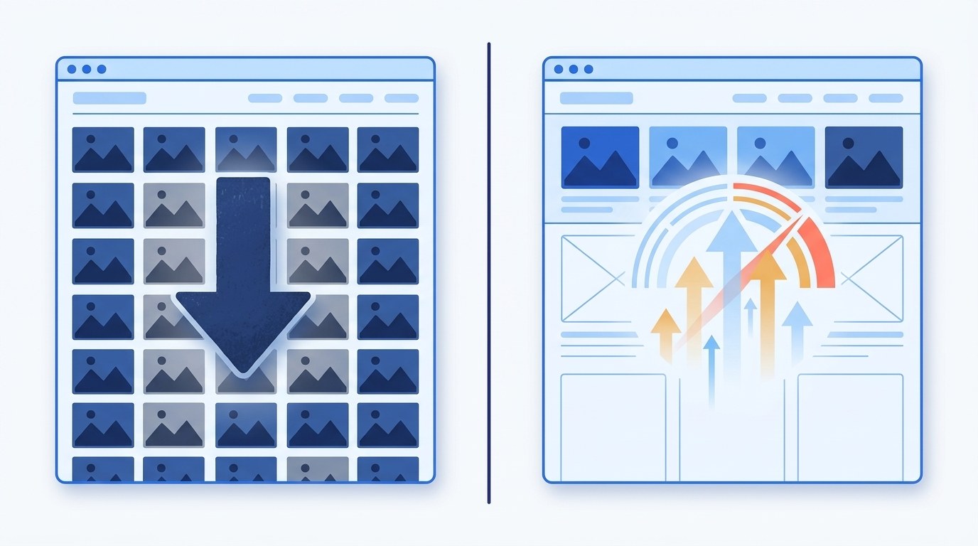 Lazy loading - porównanie ładowania obrazków z i bez leniwego ładowania
