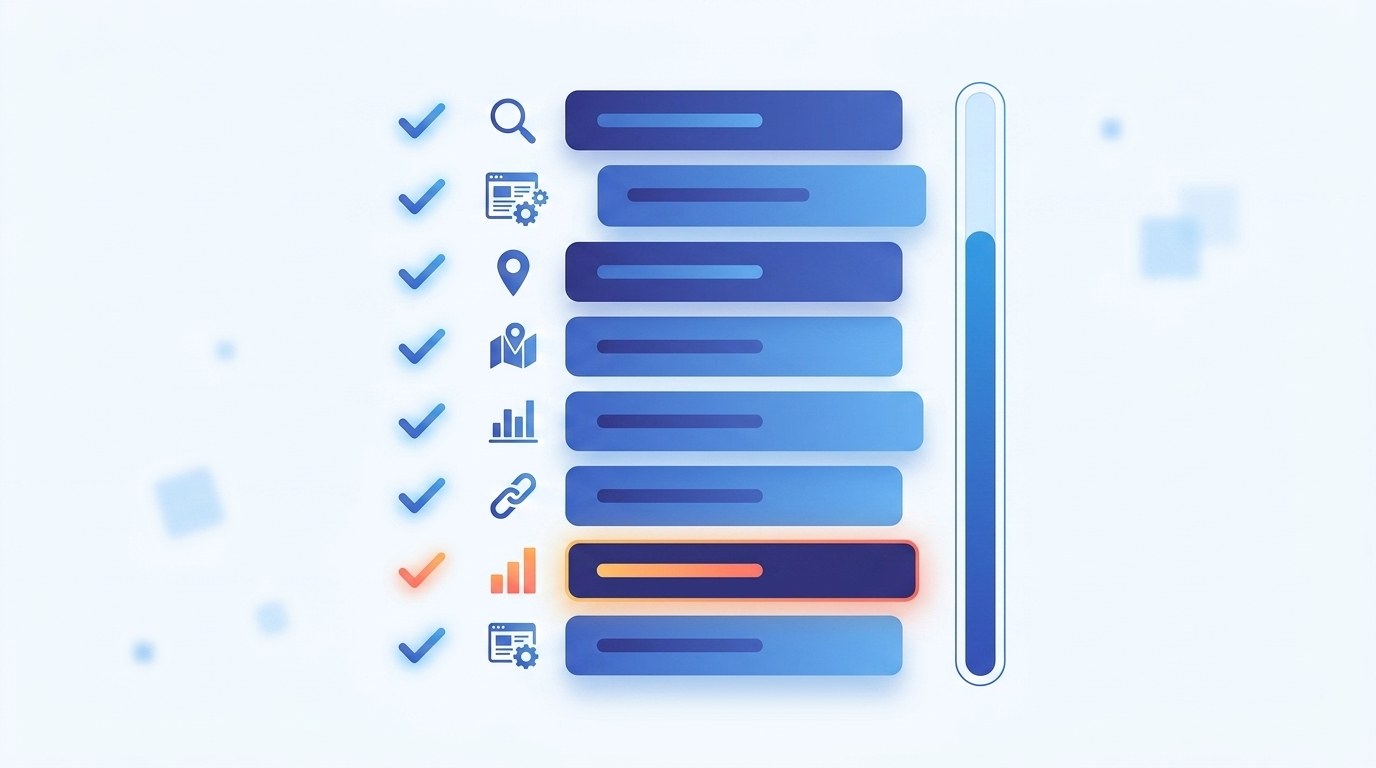 Checklist SEO on-page — title, meta, H1, URL, alt, linki wewnętrzne, schema