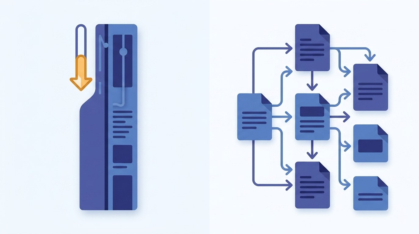 Strona typu one page - przykładowy uklad sekcji od hero do stopki z mappingiem scrollu